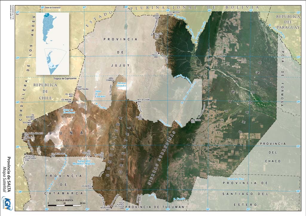 Mapa satelital de Salta